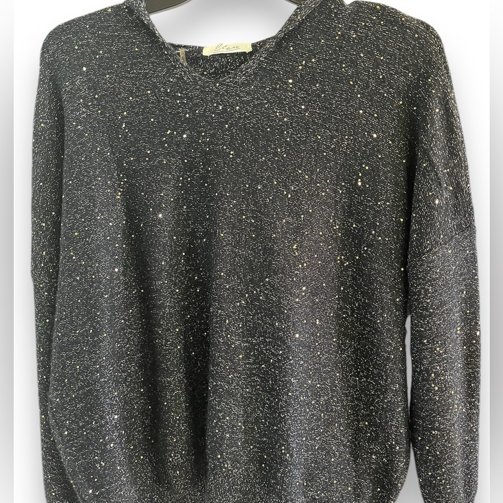 Elan Gold Sparkle Hooded Sweater, medium